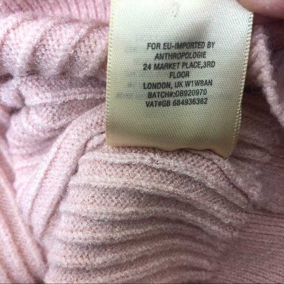 Anthropologie Moth Light Peach Dancer Off Shoulder Ribbed Sweater Size XS - Picture 13 of 13